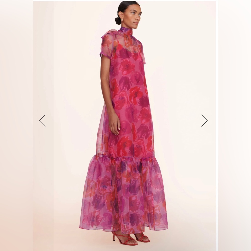 COPY - CALLUNA DRESS MAGENTA PAINTED FLORAL staud